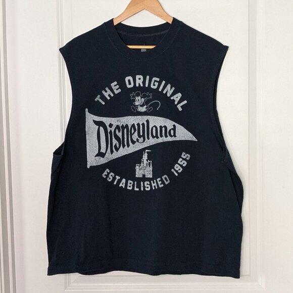 Disney Parks Shirt Men's XXL Blue Disneyland Flag 1955 Sleeveless Tank Top Tee - Picture 1 of 5